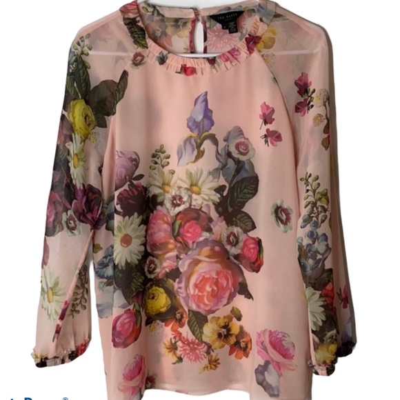 Ted Baker Tops - Ted Baker Floral Popover Long sleeve Blouse.